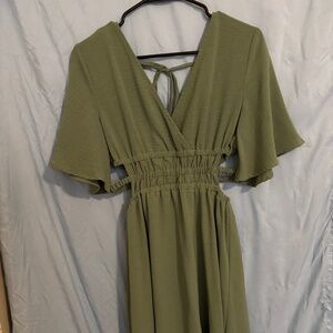 Green Dress Cut Out on the sides